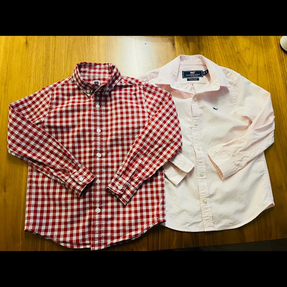 Set of 2 Vineyard Vines & Janie and Jack Button Down Shirts Size 5
